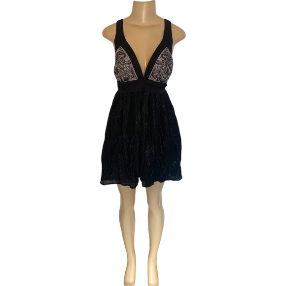Lucca Couture Silk Blend Strappy Bra Style Deep-V Open-Back Empire Mini Dress - Picture 6 of 12
